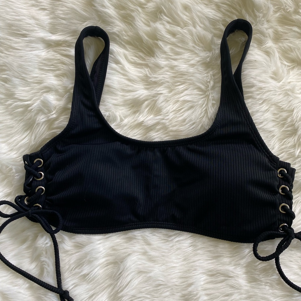 California Waves, Black, Bandeau Bikini Top (only), Size M